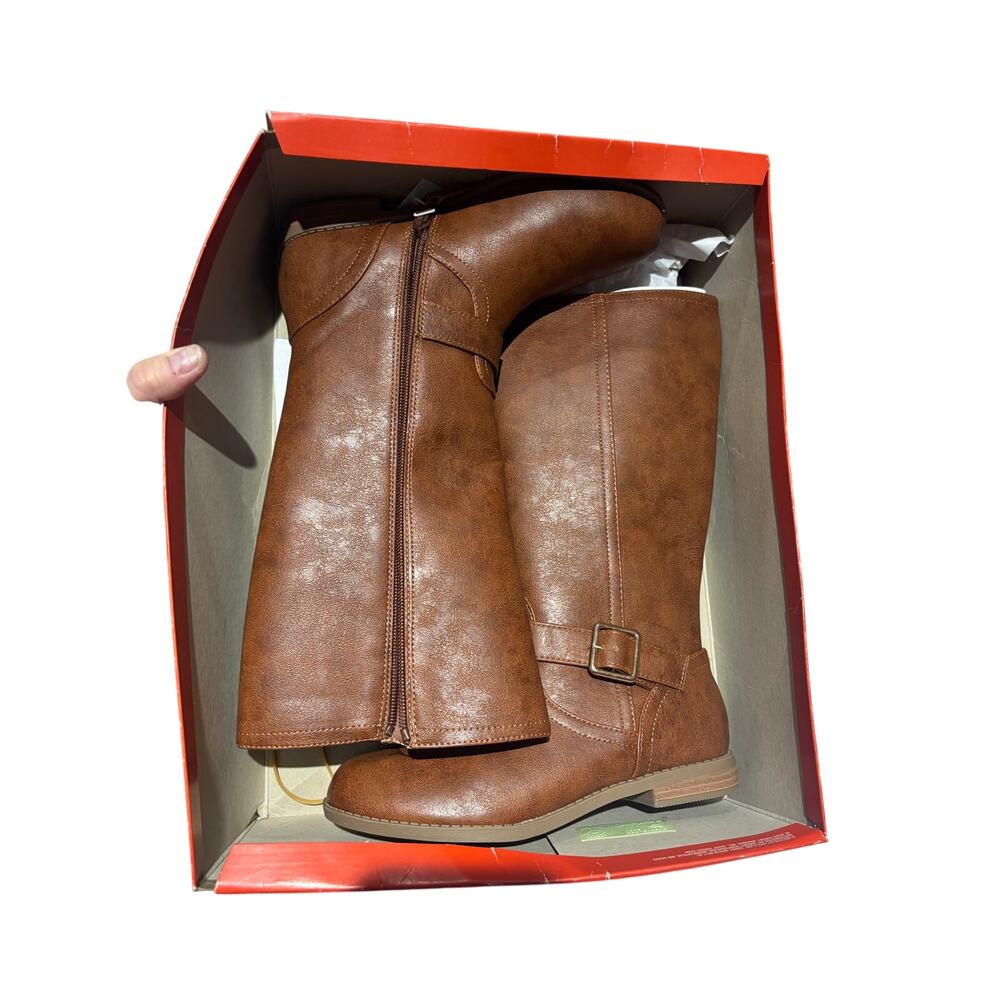 Cat & Jack Luz Boots 4 cognac shade full zip side entry new w/box nib